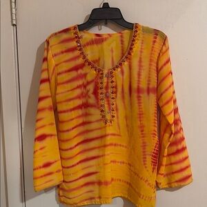 Vibrant Yellow and Red Women's Top